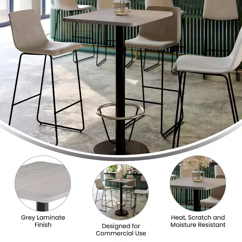 Flash Furniture Piano del tavolo rettangolare laminato 24'' x 30'' con base da tavolo rotonda alta da bar 18'' e anello poggiapiedi