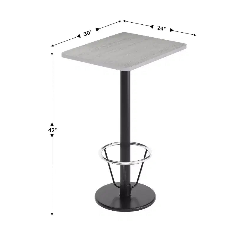 Flash Furniture Piano del tavolo rettangolare laminato 24'' x 30'' con base da tavolo rotonda alta da bar 18'' e anello poggiapiedi