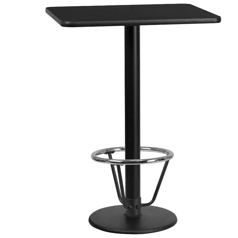 Flash Furniture Piano del tavolo rettangolare laminato 24'' x 30'' con base da tavolo rotonda alta da bar 18'' e anello poggiapiedi