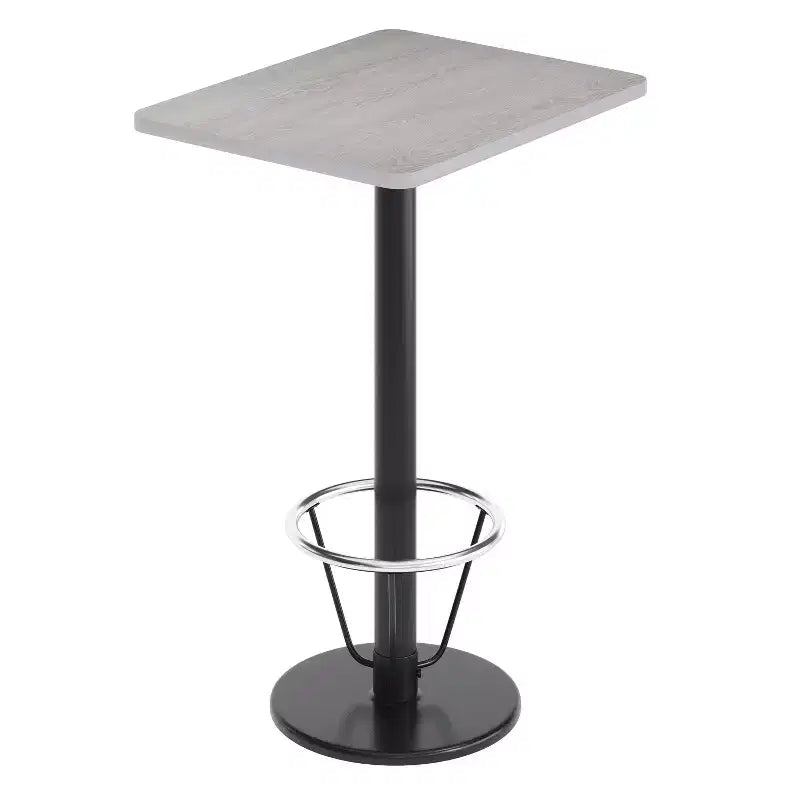 Flash Furniture 24'' x 30'' Rectangular Laminate Table Top with 18'' Round Bar Height Table Base and Foot Ring