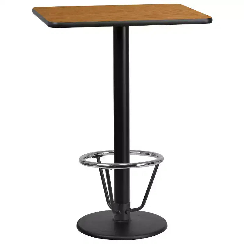 Flash Furniture Piano del tavolo rettangolare laminato 24'' x 30'' con base da tavolo rotonda alta da bar 18'' e anello poggiapiedi