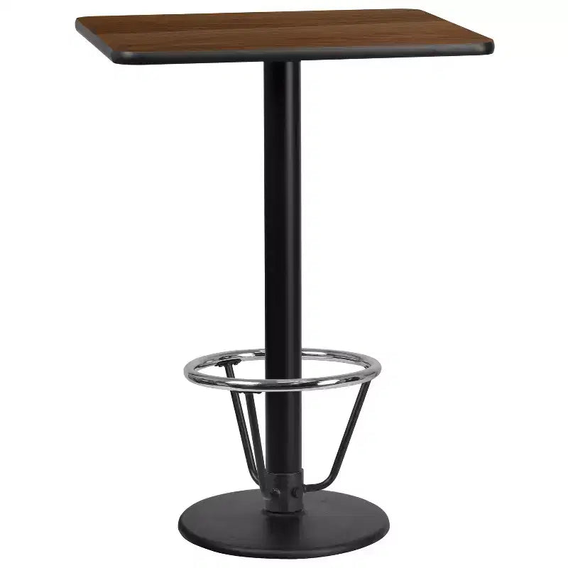 Flash Furniture Piano del tavolo rettangolare laminato 24'' x 30'' con base da tavolo rotonda alta da bar 18'' e anello poggiapiedi
