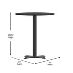 Flash Furniture Piano Tavolo Rotondo Laminato da 36'' con Base Tavolo Altezza Bar da 30'' x 30''