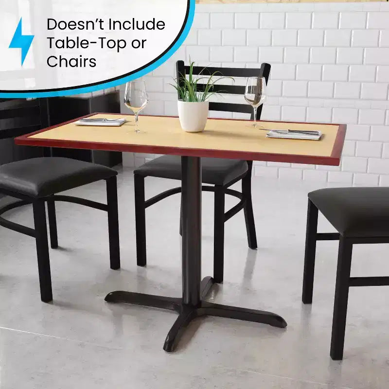 Flash Furniture Beverly Base a X per Tavolo da Ristorante 60 x 76 cm con Colonna Diam. 7,6 cm Altezza Tavolo
