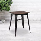 Tavolo quadrato in metallo da interni Flash Furniture da 23,5 pollici con piano in legno rustico
