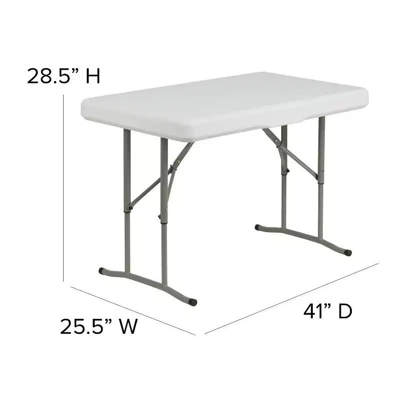 Flash Furniture Set Tavolo e Panca Pieghevoli Portatili in Plastica da 3 Pezzi