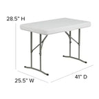 Flash Furniture Set Tavolo e Panca Pieghevoli Portatili in Plastica da 3 Pezzi