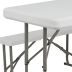 Flash Furniture Set Tavolo e Panca Pieghevoli Portatili in Plastica da 3 Pezzi
