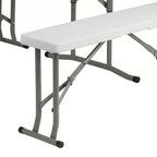 Flash Furniture Set Tavolo e Panca Pieghevoli Portatili in Plastica da 3 Pezzi