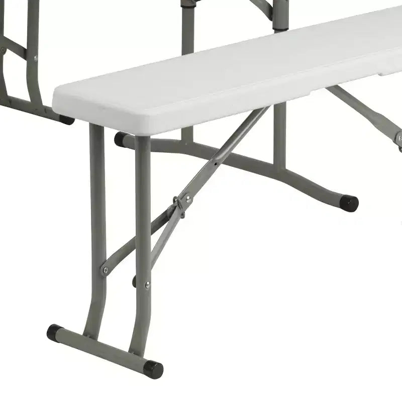 Flash Furniture Set Tavolo e Panca Pieghevoli Portatili in Plastica da 3 Pezzi
