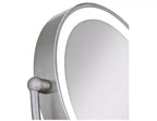 Specchio ingranditore da bagno rotondo a LED bifacciale con finitura nichel satinato Zadro
