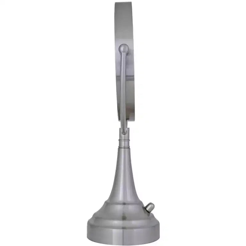 Specchio ingranditore da bagno rotondo a LED bifacciale con finitura nichel satinato Zadro