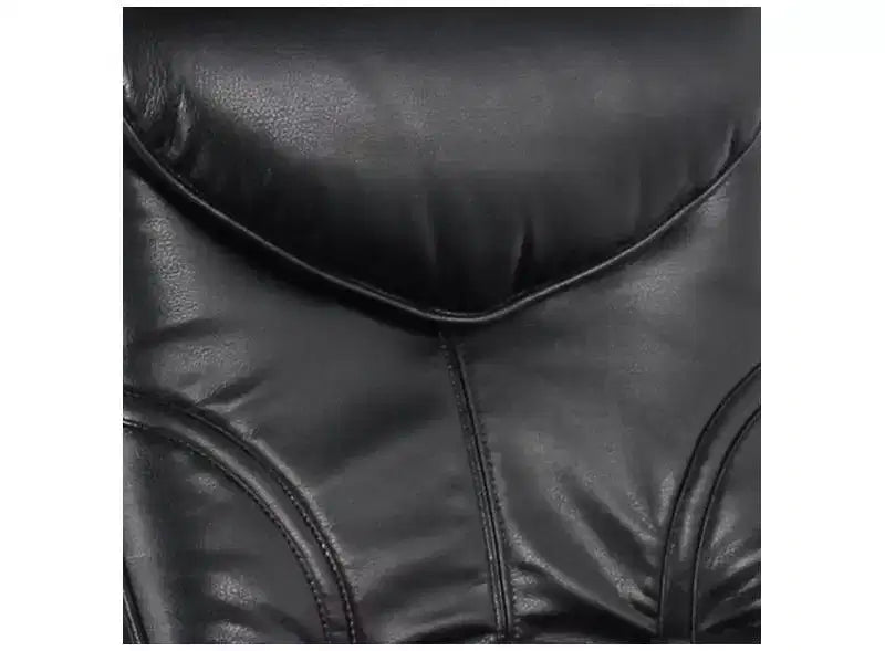 Poltrona reclinabile in pelle girevole BenchMaster Black con pouf, poltrona moderna, reclinabile manuale ergonomica, regolabile per camera da letto e soggiorno