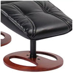 Poltrona reclinabile in pelle girevole BenchMaster Black con pouf, poltrona moderna, reclinabile manuale ergonomica, regolabile per camera da letto e soggiorno