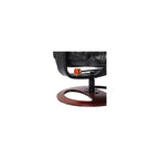 Poltrona reclinabile in pelle girevole BenchMaster Black con pouf, poltrona moderna, reclinabile manuale ergonomica, regolabile per camera da letto e soggiorno