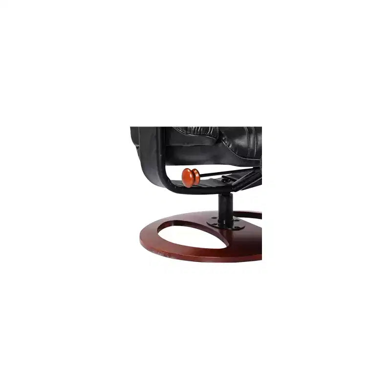 Poltrona reclinabile in pelle girevole BenchMaster Black con pouf, poltrona moderna, reclinabile manuale ergonomica, regolabile per camera da letto e soggiorno