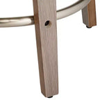 Studio 55D Sgabello da bar girevole Tilden Wood Marrone 26" alto, cuscino in pelle grigia, stile moderno di metà secolo, con schienale e poggiapiedi, per bancone cucina, altezza standard per la casa