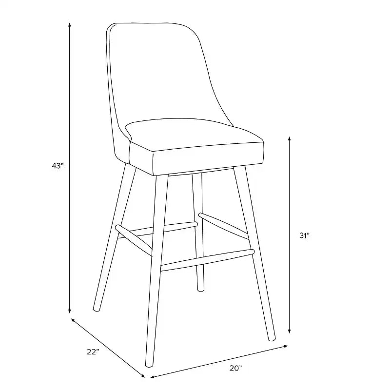 Sgabello da Bar Skyline Furniture Sherrie con Schienale Curvo Fantasia