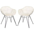 Jadis Woven Leather Dining Chair (Set of 2) - DCH4002 - White/Dark Grey - Safavieh