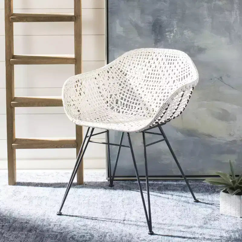 Sedia da pranzo Jadis in pelle intrecciata (Set di 2) - DCH4002 - Bianco/Grigio scuro - Safavieh