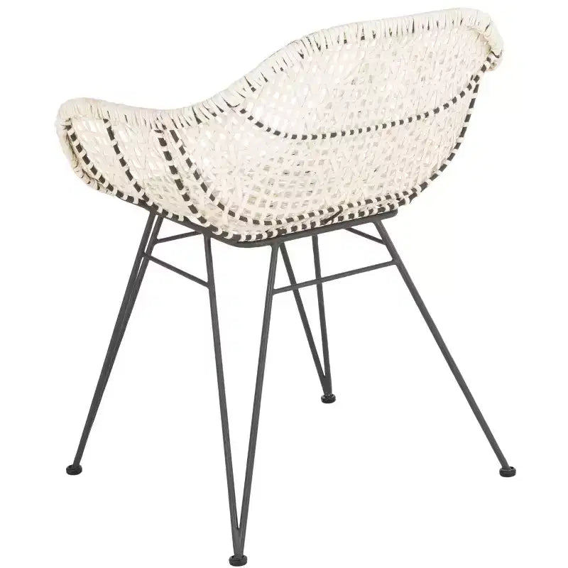 Sedia da pranzo Jadis in pelle intrecciata (Set di 2) - DCH4002 - Bianco/Grigio scuro - Safavieh