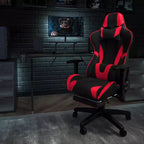 Set Sedia Reclinabile da Gaming Flash Furniture con Scrivania, Poggiapiedi, Portabicchieri, Gancio per Cuffie e Supporto per Monitor/Smartphone