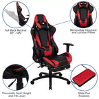 Set Sedia Reclinabile da Gaming Flash Furniture con Scrivania, Poggiapiedi, Portabicchieri, Gancio per Cuffie e Supporto per Monitor/Smartphone