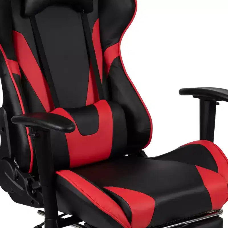 Set Sedia Reclinabile da Gaming Flash Furniture con Scrivania, Poggiapiedi, Portabicchieri, Gancio per Cuffie e Supporto per Monitor/Smartphone