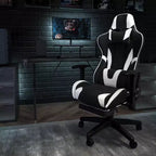 Set Sedia Reclinabile da Gaming Flash Furniture con Scrivania, Poggiapiedi, Portabicchieri, Gancio per Cuffie e Supporto per Monitor/Smartphone