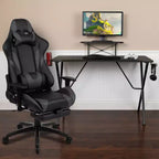 Set Sedia Reclinabile da Gaming Flash Furniture con Scrivania, Poggiapiedi, Portabicchieri, Gancio per Cuffie e Supporto per Monitor/Smartphone