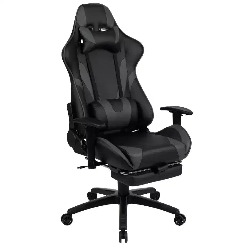 Set Sedia Reclinabile da Gaming Flash Furniture con Scrivania, Poggiapiedi, Portabicchieri, Gancio per Cuffie e Supporto per Monitor/Smartphone