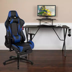 Set Sedia Reclinabile da Gaming Flash Furniture con Scrivania, Poggiapiedi, Portabicchieri, Gancio per Cuffie e Supporto per Monitor/Smartphone