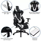 Set Sedia Reclinabile da Gaming Flash Furniture con Scrivania, Poggiapiedi, Portabicchieri, Gancio per Cuffie e Supporto per Monitor/Smartphone