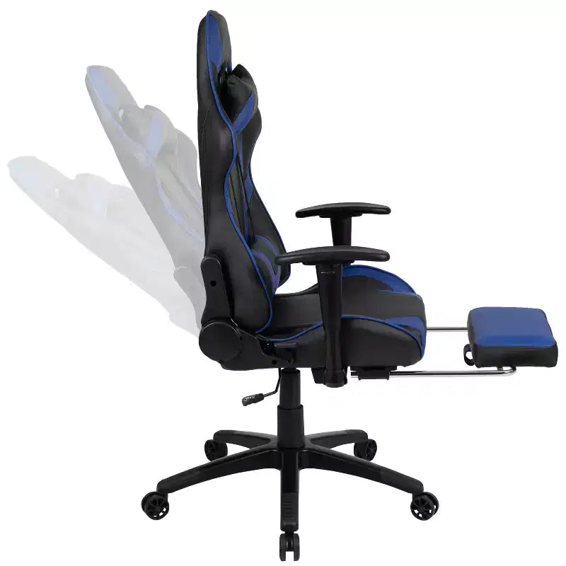 Set Sedia Reclinabile da Gaming Flash Furniture con Scrivania, Poggiapiedi, Portabicchieri, Gancio per Cuffie e Supporto per Monitor/Smartphone