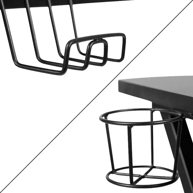 Set Sedia Reclinabile da Gaming Flash Furniture con Scrivania, Poggiapiedi, Portabicchieri, Gancio per Cuffie e Supporto per Monitor/Smartphone