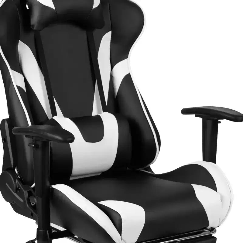 Set Sedia Reclinabile da Gaming Flash Furniture con Scrivania, Poggiapiedi, Portabicchieri, Gancio per Cuffie e Supporto per Monitor/Smartphone