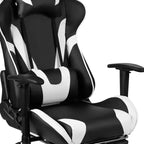 Set Sedia Reclinabile da Gaming Flash Furniture con Scrivania, Poggiapiedi, Portabicchieri, Gancio per Cuffie e Supporto per Monitor/Smartphone