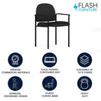 Sedia da reception laterale impilabile in acciaio Flash Furniture Comfort con braccioli