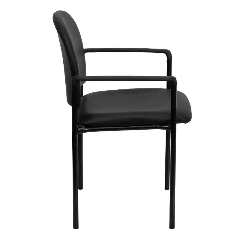 Sedia da reception laterale impilabile in acciaio Flash Furniture Comfort con braccioli