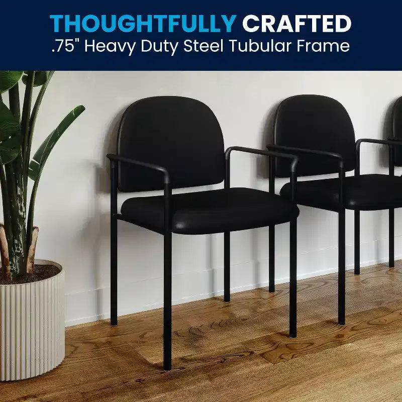 Sedia da reception laterale impilabile in acciaio Flash Furniture Comfort con braccioli
