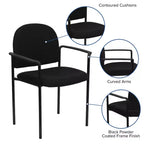 Sedia da reception laterale impilabile in acciaio Flash Furniture Comfort con braccioli