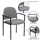 Sedia da reception laterale impilabile in acciaio Flash Furniture Comfort con braccioli