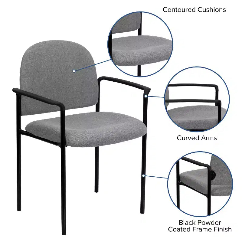 Sedia da reception laterale impilabile in acciaio Flash Furniture Comfort con braccioli