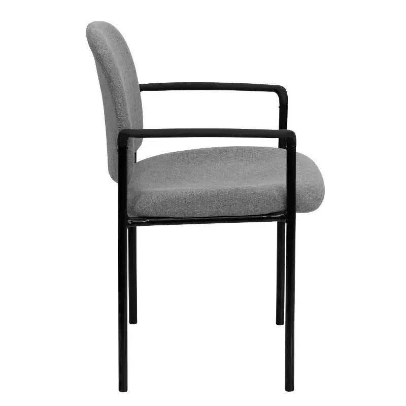 Sedia da reception laterale impilabile in acciaio Flash Furniture Comfort con braccioli