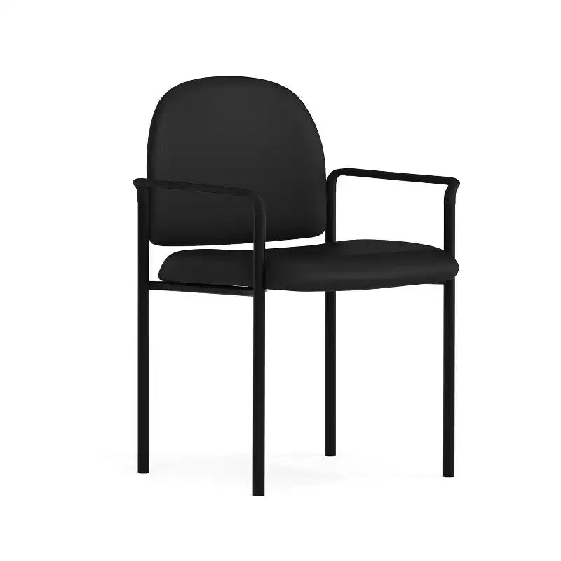 Sedia da reception laterale impilabile in acciaio Flash Furniture Comfort con braccioli