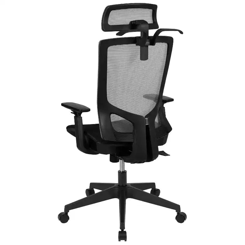 Sedia da ufficio ergonomica in rete Flash Furniture con meccanismo di inclinazione sincronizzata, poggiatesta girevole regolabile, supporto lombare, appendiabiti e braccioli regolabili