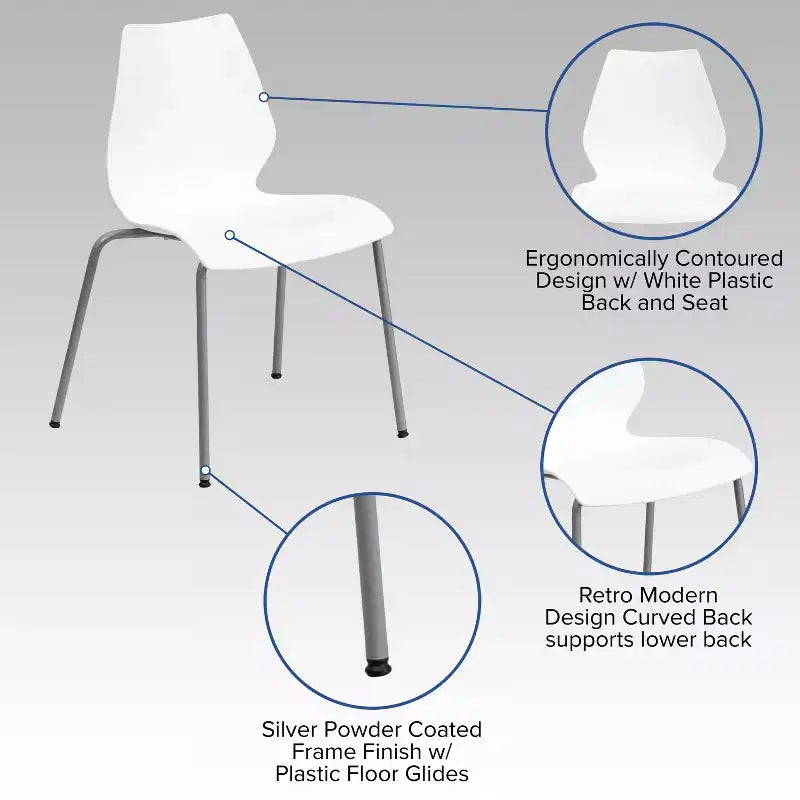 Sedia impilabile Flash Furniture serie HERCULES, capacità 350 kg, con supporto lombare e struttura argentata