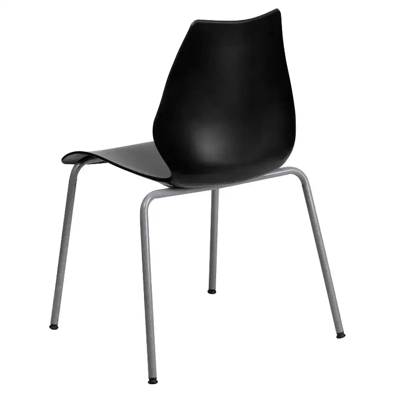 Sedia impilabile Flash Furniture serie HERCULES, capacità 350 kg, con supporto lombare e struttura argentata