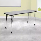 Flash Furniture Tavolo Attività Rettangolare Mobile 26W x 60L a Onda Flessibile Collaborativo in Laminato Termico - Gambe Regolabili ad Altezza Standard