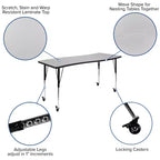 Flash Furniture Tavolo Attività Rettangolare Mobile 26W x 60L a Onda Flessibile Collaborativo in Laminato Termico - Gambe Regolabili ad Altezza Standard